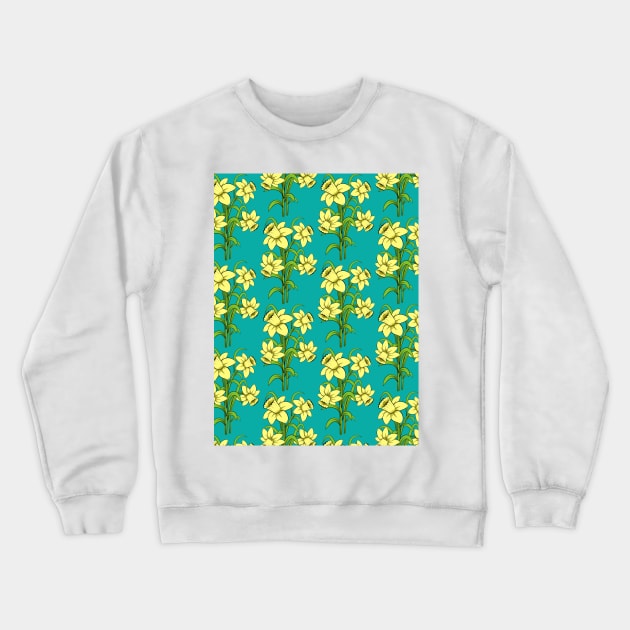 Daffodil Pattern Crewneck Sweatshirt by Designoholic